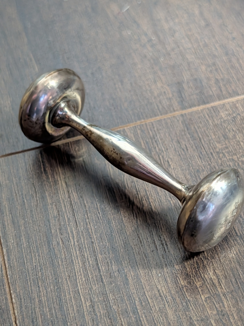 S&B Vintage 925 Sterling Silver Baby Rattle Toy Engraved 1960s 21.5g